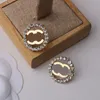 20Style Luxury Brand Designers Letters Ear Stud Simple 18K Gold Plated 925 Silver Geometric Women Circle Crystal Rhinestone Metal Earring Jewerlry