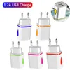 1.2A Dual USB Wall Charger LED Light Power AC Teléfonos Adaptador Universal para teléfonos Smart Tablet PC