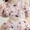 Blusas femininas elegantes fora de chiffon blusa feminina feminina impressão floral casual bufles tops 25#
