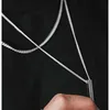 Anhänger Halsketten Vnox 3D Vertical Bar Halsketten für Männer Layering Edelstahl Geometrischer Anhänger Layered Weizenseil Kubanische Kette Boy Collar P230327