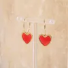 Hoop Earrings Fashion Red Enamel Love Hear Large For Women Gold Color Metal Heart Shaped Hook Jewelry Gifts