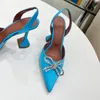 Amina muaddi Begum Crystal-Embellished buckle stain Pumps shoes spool Heels sandals women's Luxury Designers Dress shoe Evening Slingback sandal 9.5cm size35----42