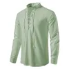 Men's T-Shirts Men's Casual Blouse Cotton Linen Shirt Tops Long Sleeve Tee Shirt Spring Autumn Slanted Placket Vintage Yoga Shirts 230327