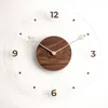 Relógios de parede relógio de madeira decoração moderna decoração nórdica minimalista de quartzo acrílico sala de madeira suspenso presente