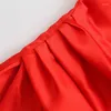 Casual Dresses Women 2023 Summer Red Color A Line Mini Dress Sexig Spaghetti Strap Party Kvinnlig ärmlös rygglös sundress