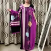 Abbigliamento etnico Abaya per le donne Dubai 2023 con sciarpa floreale scollo a V abiti africani caftano marocain abito Femme Musulane turbante