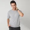 Men's Vests Goat Cashmere T-shirt Men's Round Neck Pullover Tank Top Spring And Autumn Knitted Short Sleeve Solid Color Warm