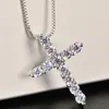Charms 16-24 tum 925 Silver Color Necklace Box Chain Shiny Crystal Classic Cross Pendant For Women Men Fashion Jewelry Gifts