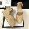 Damen Open-Toe-Plattform-Espadrille-Designer-Sandalen, Riemen, runder Keilabsatz, Schnürschuhe aus echtem Leder, Fischer-Hochzeitskleid-Schuhe mit Box NO037