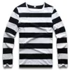 Men s T Shirts Red White Striped Long Sleeve T Shirts Tees for Round Neck Colorful Black Stripes Casual 230327