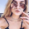 Sunglasses Retro Round Women Brand Designer Rose Gold Sun Glasses For Alloy Mirror Female