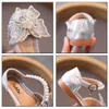 Sandals 1-11 Years Teen Girls Sequin Shoes Lace Bow Kids Girls Cute Pearl Princess Dance Single Casual Shoe Children Party Wedding Shoes W0327