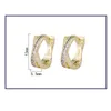 Brincos de argola Korea Style S925 Sterling Silver Inclaid Crystal Redond Round Plating 14K Gold para mulheres jóias de casamento