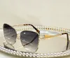 Star Cat Eye Solglasögon Gold Metal Grey Gradient Women Glasses Sunnies Designers Solglasögon