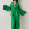 Frauen Nachtwäsche Frau Baumwolle Pyjama Set Winter Herbst 2 Stück Hause Tragen Bademantel Pyjamas Weibliche Entspannen Robe