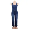 Macacões femininos Rompers Moda sólida Moda de jeans de jeans de jeans para mulheres Spaghetti Strap