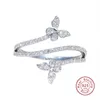 Bagues de bande Bague en argent avec double nœud papillon Femmes Mariage Fiançailles Gemmes Transparent Zircon Diamant Cadeau Bijoux En Gros 2022 Nouveauté Z0327