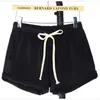 Shorts femininos santy shorts verão verão preto curto femme esporte de renda elástica de cintura alta larga pernas largas casuais shorts confortáveis ​​230328