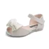 Sandales 2022 été enfants grand nœud sandales filles évider princesse sandales nouveau style mode enfants semelle souple mariage chaussures plates H04 W0327