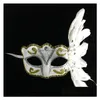 Party Masks Masquerade Mask Carnival Christmas Halloween Painted Feather Half Face Drop Delivery 202 Dhfo3