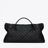 23 Es Giant Travel Bag in Quilted Leather Black Maxi Supple Top Handles Duffle Womens Mens Zip Closure Case Large Fashion New