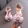 Сандалии девушки кожаная обувь модная страза Bling Kids Princess Shoes Flat Heels Детские туфли для вечеринок w0327