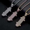 Hanger kettingen Hip Hop Rock Micro Pave CZ Stone Bling Iced Out Skateboard Hangers ketting voor mannen rapper sieraden drop rose goldpendant