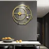 Horloges murales en métal moderne maison horloge numérique Design silencieux particulier rond élégant or Duvar Saati décoration XY50WC