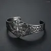 Bangle Retro Personalized Viking Warrior Old Man Head Bracelet Punk Stainless Steel Celtic Knot Men's Fashion Jewelry Gift