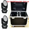 2PCS / LOT LOOT FLIGHT CASE SUPER MOVING HEAD HEAD WHAD LED ZOOM LIGHT 19X15W RGBW 4IN1 مثالية لضوء مرحلة DJ