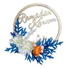 Decoratieve bloemen 30 cm houten ramadan mubarak kransen voordeur handgemaakte bloemenveer krans voor bruiloft banket tuin decor raam