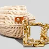 Women Bag Luxury Designer Handbag Shell Metal Chain Manual Woven Bag Stitching Bamboo Bag Clutch Bali Beach Holiday Handbag 230328