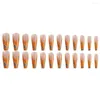 False Nails 24pcs DIY Detachable Manicure Press On Ballerina Nail Tips Orange Blue Yellow Wavy