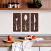 Set di stoviglie Decorazioni per la cucina a parete Segno Cartelli per mangiare Forchetta Cucchiaio Agriturismo Appeso in legno Decalcomanie in legno Adesivi d'amore Targhe rustiche Bevanda