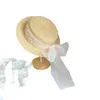 Cappelli Cappelli INS Style Lace Mesh Bow Pearl Cappello da sole per neonate Cappello di paglia Princess Holiday Beach Cap Bambini Ragazze Accessori moda 230328