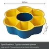 Fruit Vegetable Tools 7 Grids Multifunctional Rotating Drain Basket Strainers Plastic Vegetable Basket Pot Storage Platter Fruit Plate Snack Tray 230328