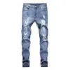Mens Jeans Skinny Ripped Denim Distressed Pants Work Stretch Slim Fit Trousers S3XL Högkvalitativa kläder för 230327