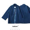 Jackets masculinos Badbowl japonês Retro Indigo Planta Kimono Blue Tinging Robe pesado Kendo Fabric Halve Sleeve Men Men Casual Cardigan CoA