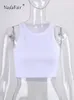 Serpace camisole nadafair a costole in maglia da maglia da donna verde santino estate casual bimano di base magro bianco senza maniche fuori spalla y2k sexy woman crop 230327