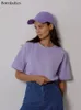 Bornladie da maglietta femminile 2023 Summer 100 Cotton Tshirt Bottoming Basic Lady Solid Lady Short Short Shieve Shirts 230328