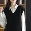 Women's Vests Korean Style Solid Color Sweater Vest Women Winter Sleeveless Knitted Vest Tops Woman Casual Cashmere Pullovers Female 230328