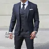 Garnitury męskie Blazery Czarne garnitury biznesowe dla mężczyzn Slim Fit Sets Sets Wedding Groom Prom Tuxedo Formal Male Office Blazer Vest Costume Homme 230328