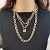 Chains Double Choker Lock Necklace Layered On The Neck With Punk Jewelry Key Padlock Pendant Chain For Women Sweater
