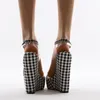 Dress Shoes GXCMHBWJ Elegant Gingham Thick Bottom Wedge Women's Sandals Ankle Buckle Strap Platform High Heels PVC Transparent Woman