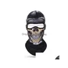 Party Masks Motorcycle Clava Skl Print Moto Fl Face Mask Windproof Skiing Head Neck Warmer Cycling Biker Hood Cap Men Helmet Dha9A