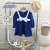 Girl's Dresses Korean Version Bow Suspender Fake Two Pieces Princess Dress Summer Childrens Girl Dress Cute Princess Dress Long-sleeved Dress