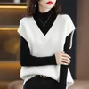 Damesvesten Stijlvolle solide kleur V-Neck gebreide Vest Sweater Dameskleding Autumn Loose Casual pullover Koreaanse tops 230328