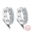 Boucles d'oreilles créoles Huggie prévenir les allergies 925 en argent Sterling creux en forme de coeur simple rangée Zircon cubique pour les femmes JewelryHoop