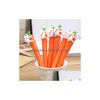 Penne gel New Cute Cartoon Creativo Coniglio bianco Amore Carota Studenti Penna neutra nera Firma per ufficio Cancelleria per Gb6 Dhyjr