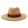 Wide Brim Hats Fashion Fedora Straw Hat Outdoor Travel Vacation Sun Shade Panama Jazz Straw Beach Cap Men Women Sun Protection Big Brim Hat J2303283